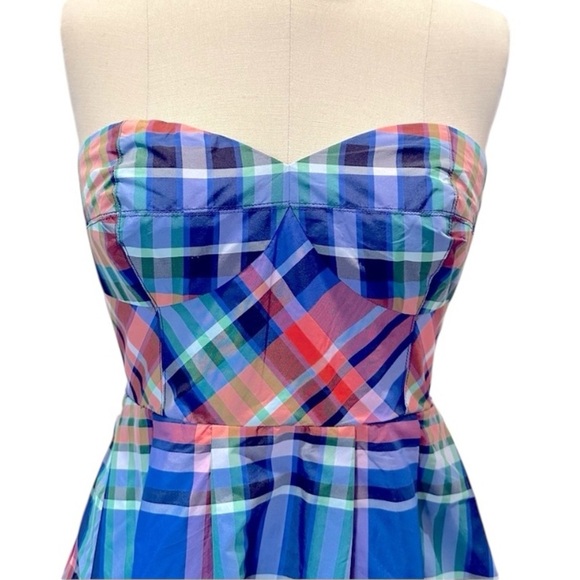 Maeve Anthropologie Plaid Strapless Dress Size 4 - Picture 13 of 14